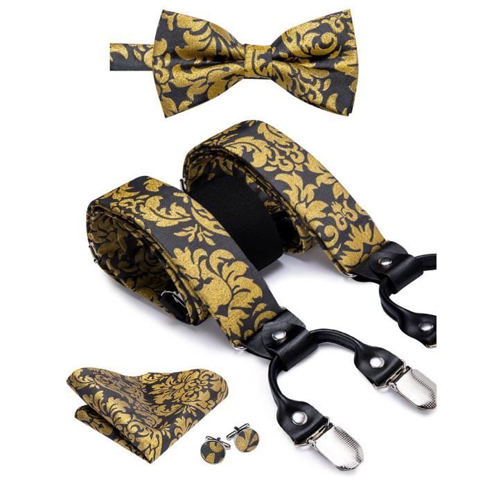 Vêtements lingerie jarretelles et nœud papillon en soie pour hommes ensemble de 6 Clips en