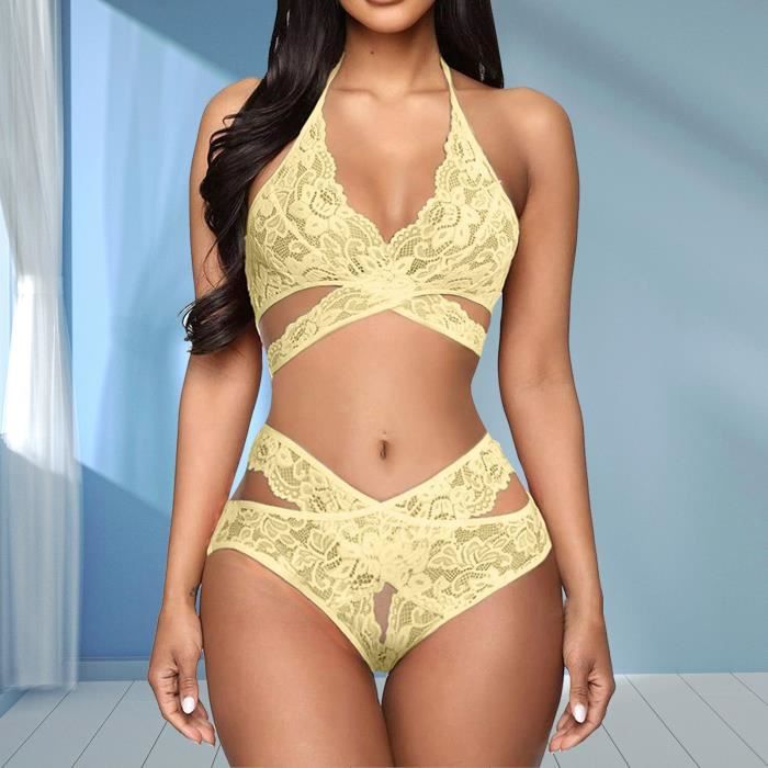 Dames Mode Sexy Tentation Lingerie Dentelle Neckband Babydoll Underwear