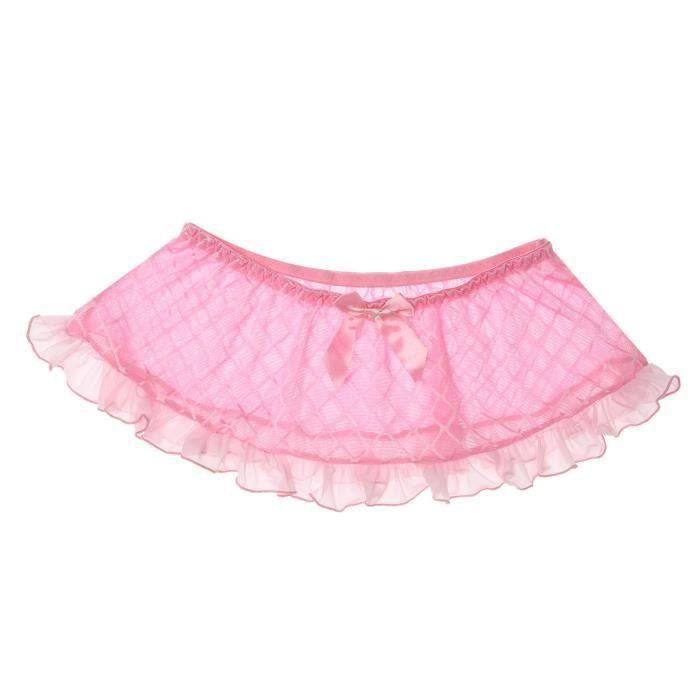 Yonghs Fr Homme Mini Jupe Sexy Transparete Sissy Lingerie Dentelle