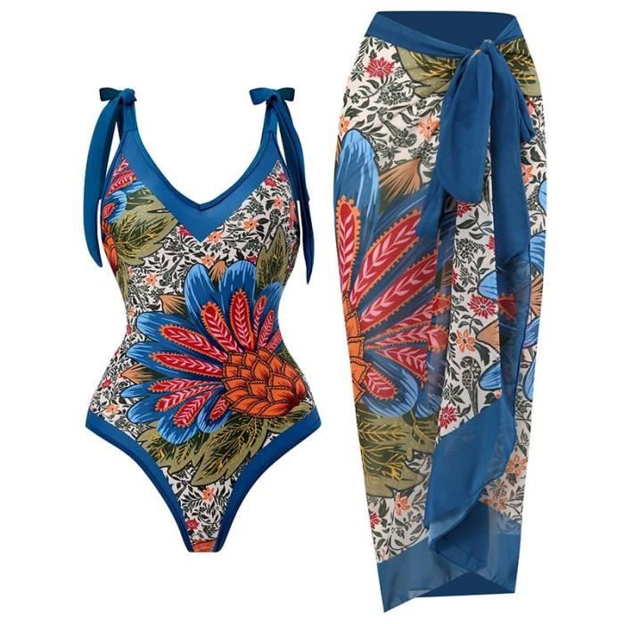 Maillot de bain une pièce maillot de bain bikini jupe longue en mousseline de soie deux pièces