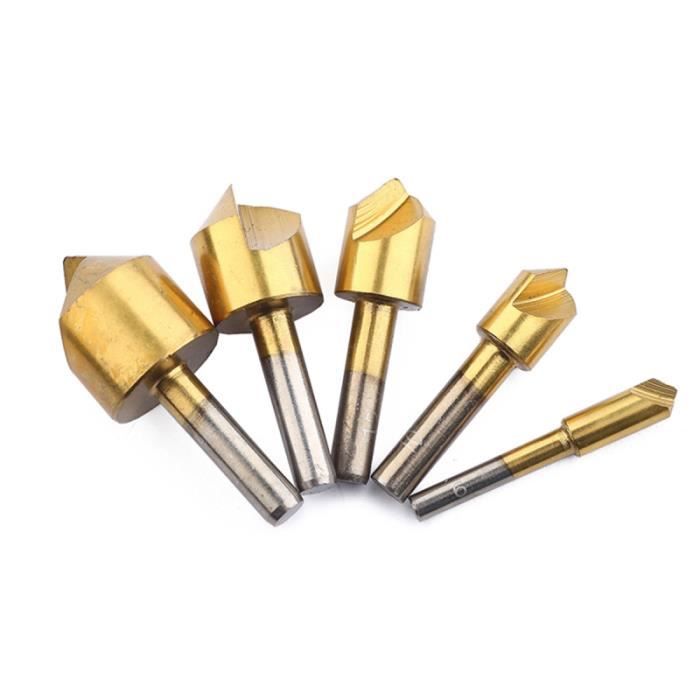 Ensemble d'outils d'ébavurage d'outil de chanfrein à une extrémité de 5 pièces pour couper à travers plaque d'aluminium en CLES