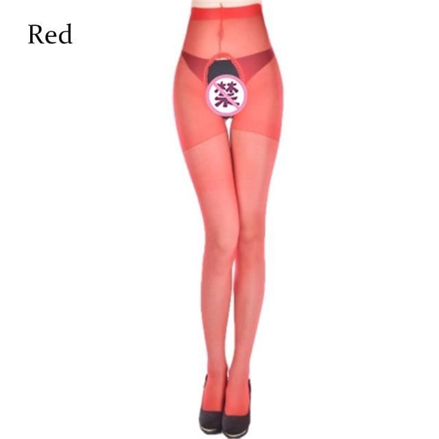 Rouge Lingerie Sexy Pour Femmes Collant Mince Respirant Transparent Entrejambe Ouvert Bas