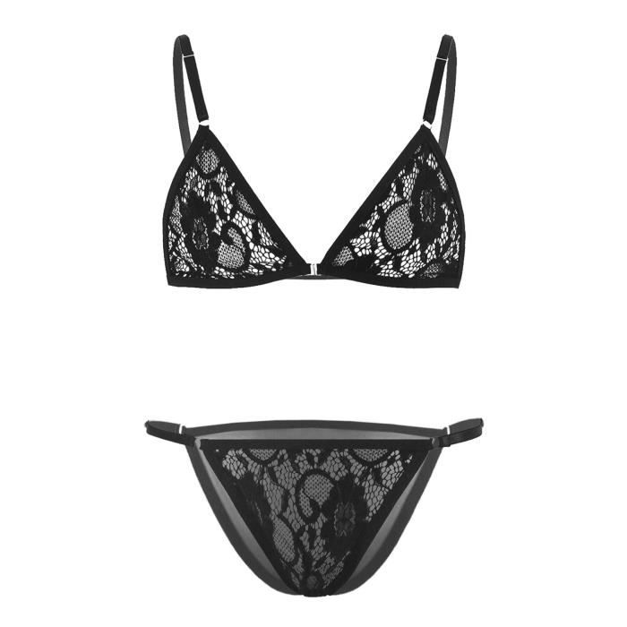Iixpin Lingerie Sissy Homme Sexy Dentelle Transparent Sous vêtement Gay