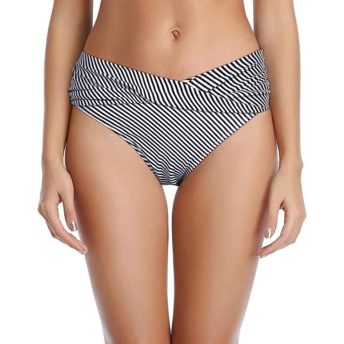 Bas De Maillot De Bain Menstruel Femme Bikini Mid Waisted Triangle Classique Bas De Maillot De