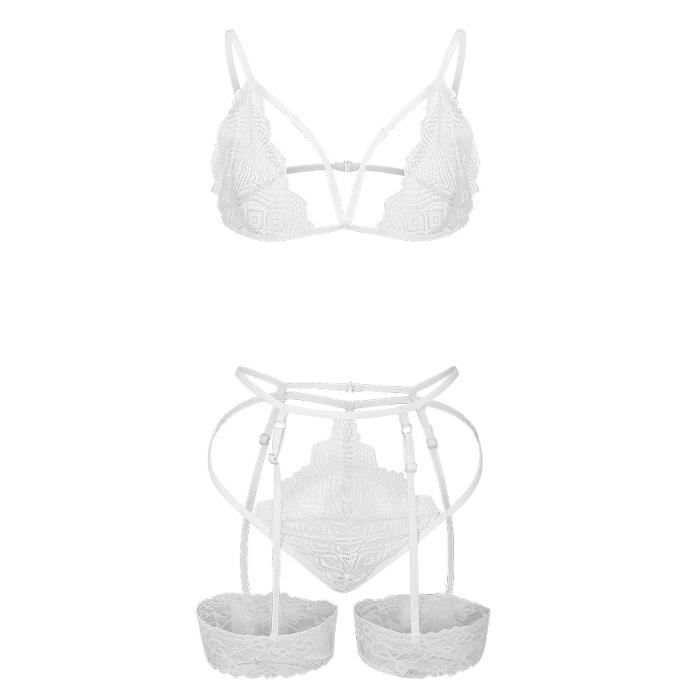 SOUTIEN GORGE Lingerie Sexy Dentelle Broderie String String Tentation