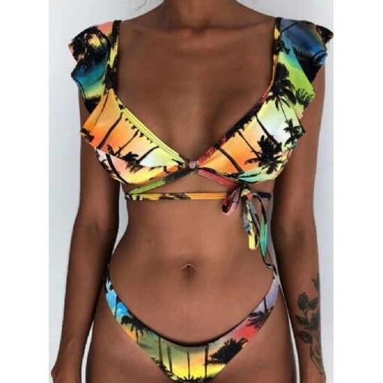 MAILLOT DE BAIN Plage Bikini 2020 femme Sexy avant à lacets cravate