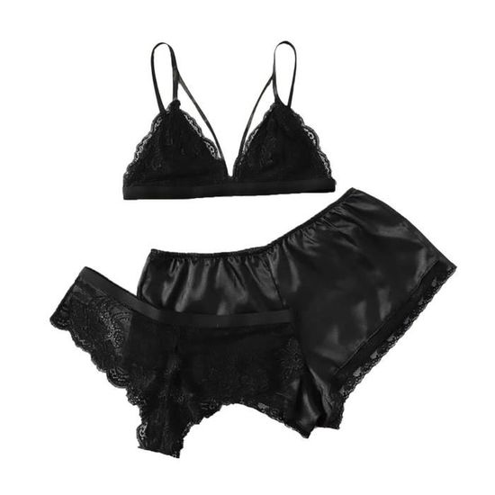 Brassiere Lingerie Femmes Mode Sexy Dentelle Lingerie Trois Pi Ces