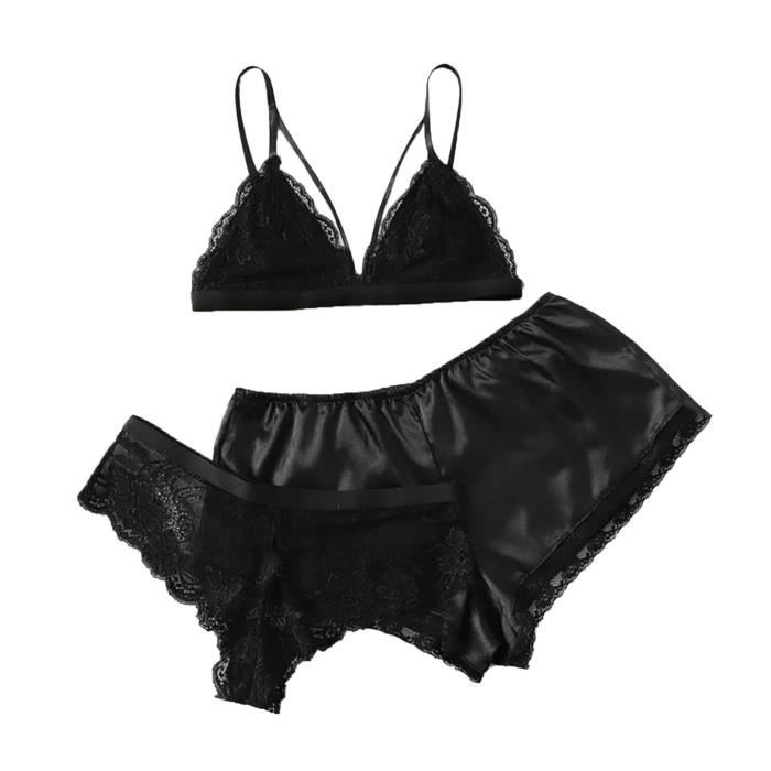 Brassiere Lingerie Femmes Mode Sexy Dentelle Lingerie Trois Pi Ces