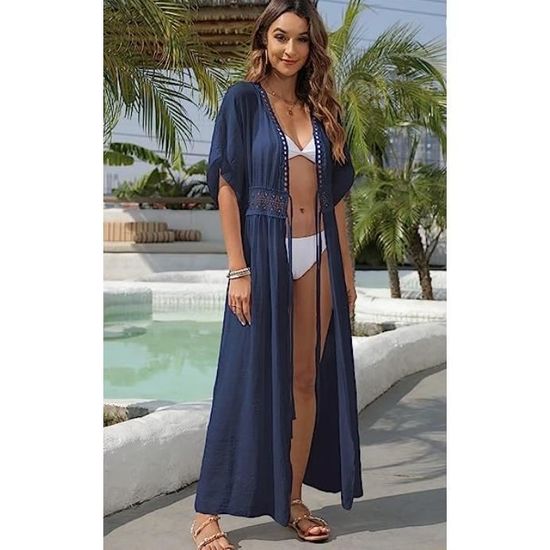 Robe de Plage Femme Été Cache Maillots de Bikini Transparent Tunique Sarong Beachwear Bohème