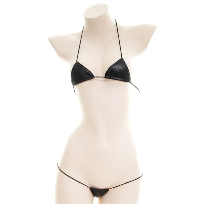 Maillot De Bain Micro Bikini En Cuir Verni Maillot De Bain Femme Sexy Triangle Carr String