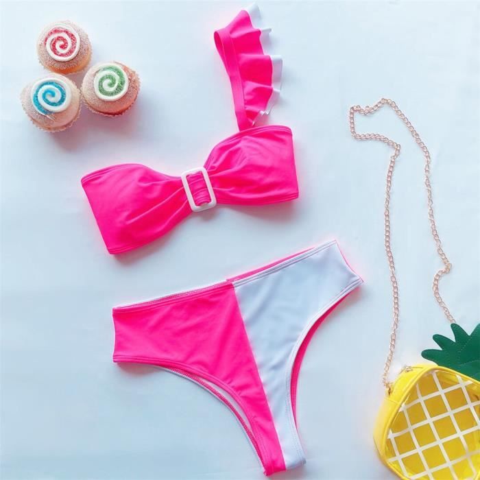 Maillot De Bain Une Paule Taille Haute Femmes Deux Pi Ces Bikini
