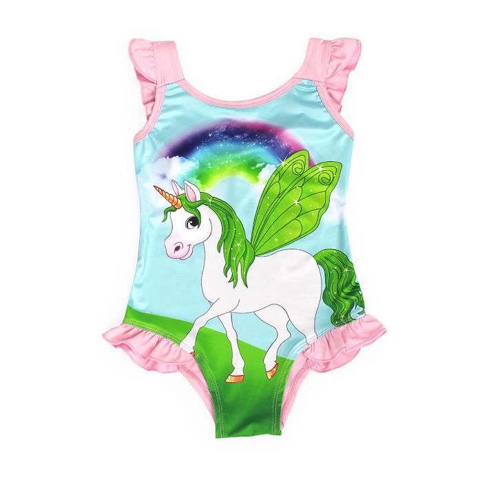 Amzbarley Licorne Maillot De Bain Fille Enfant Bikini Une Pi Ce Maillots Tenue De Plage T