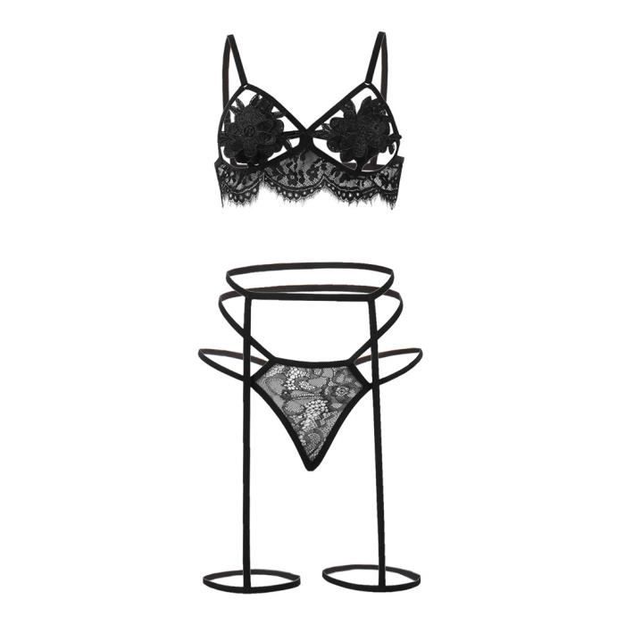 Femmes Sexy Lingerie Corset Solide Applique Underwire Sleepwear Sous