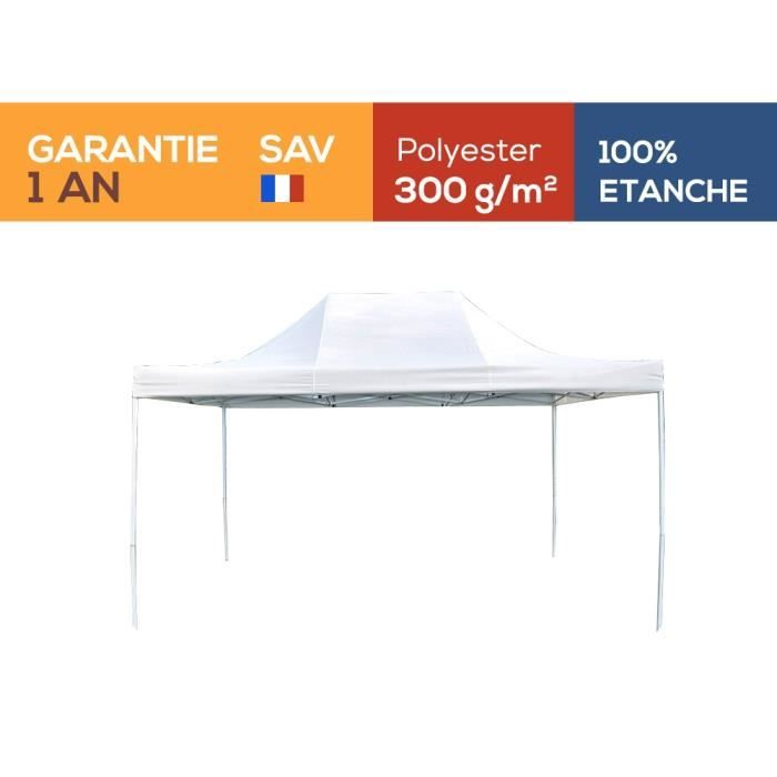 Tente pliante Barnum Tonnelle 3x4.5m polyester 300g/m² pelliculé PVC tube aluminium 40mm hexagonal Montage minute