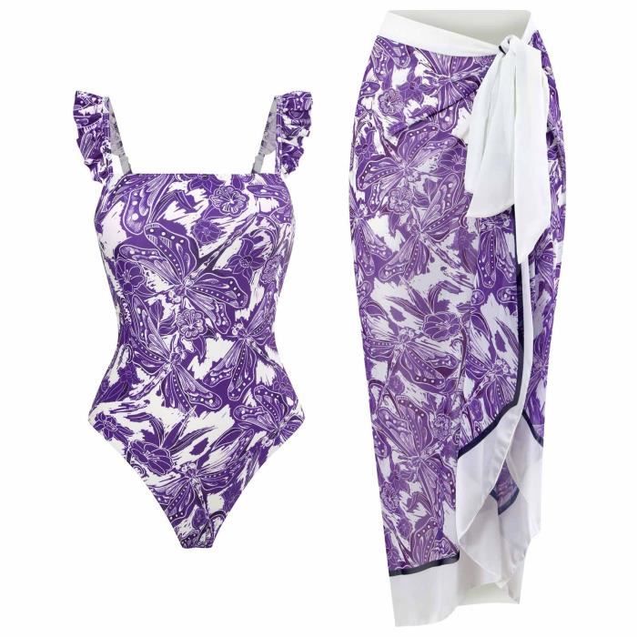 Maillot De Bain Une Pi Ce Maillot De Bain Bikini Jupe Longue En Mousseline De Soie Deux Pi Ces