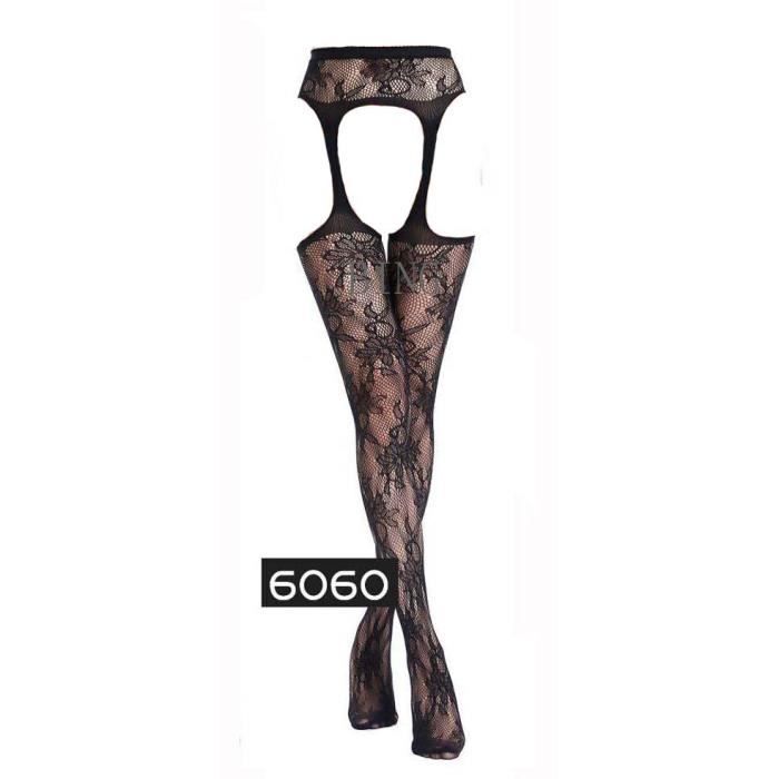 Bas Bas élastiques à rayures pour femmes Lingerie Sexy en résille noir