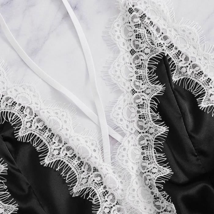 Mode Sissy Femmes Lingerie Sexy Fille Col V Dentelle Splice Body