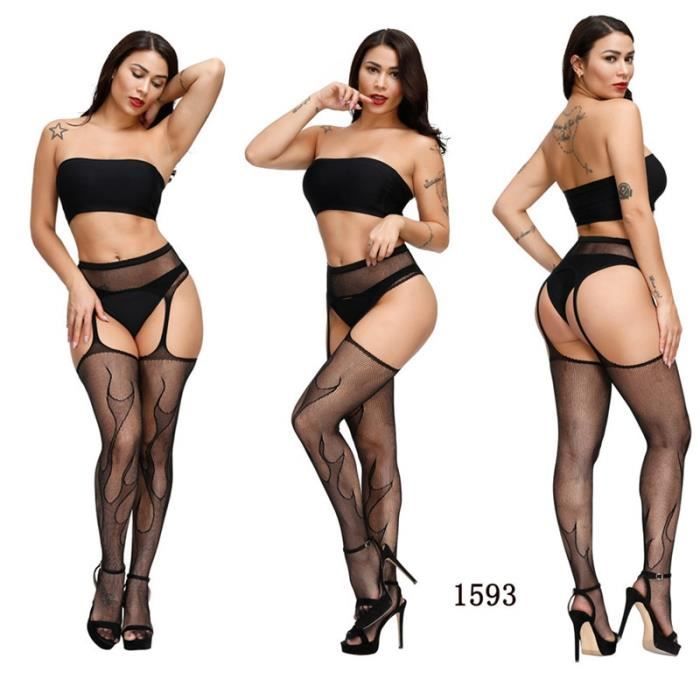 Lingerie Sexy Collant En R Sille Sans Entrejambe Pour Femmes Bas Taille Haute Lingerie