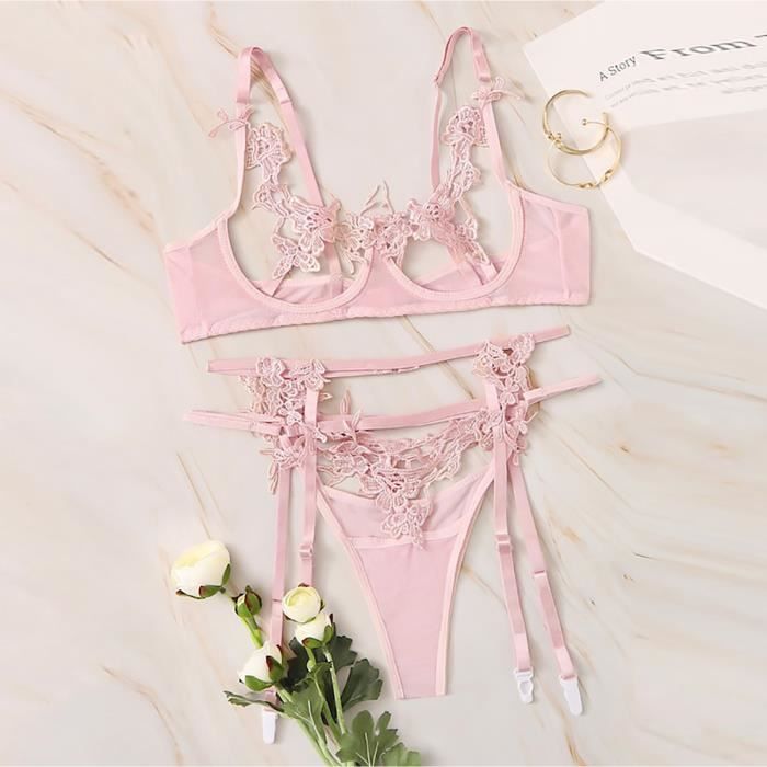 Femmes Lingerie Corset Dentelle Armatures Racy Mousseline Vêtements De