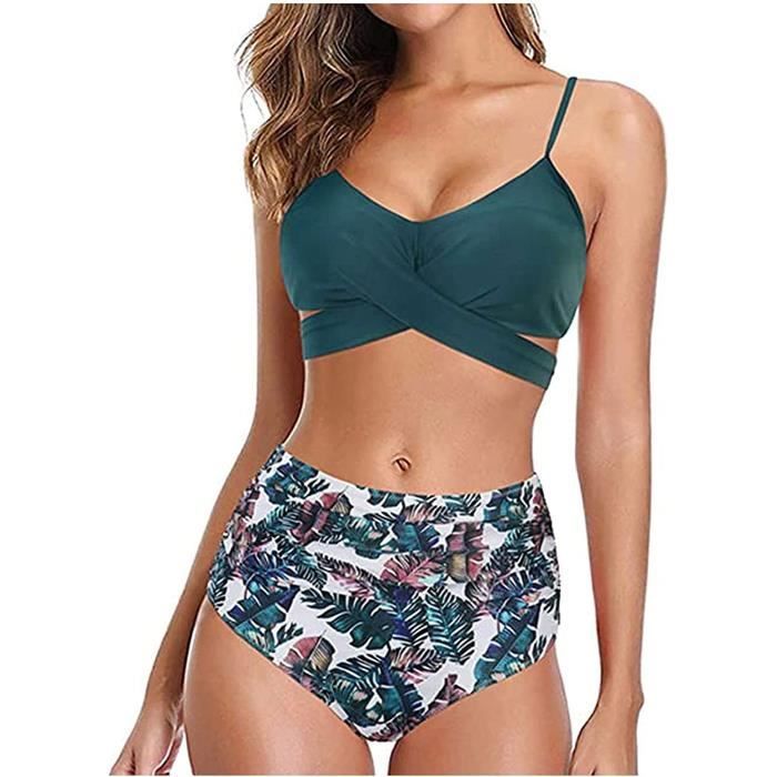 Maillots de Bain Femme Deux Pièces Halter Avant Croix Désign Bikini Top