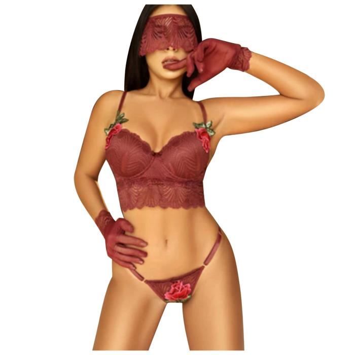 Sasaquoy Coordonnes Ensemble Lingerie Dames Sexy Teddy Cils Dentelle
