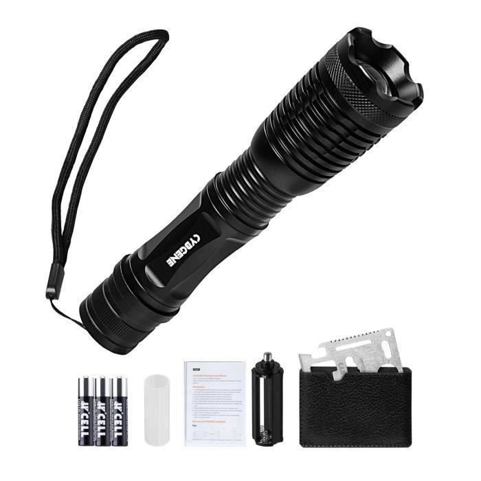 LED Torch, Lampe Tactique,Lampe Torche Puissante,Lampe Torche Militaire,Lumière Lumineuse de 800 Lumen,,avec un outil de survie Po