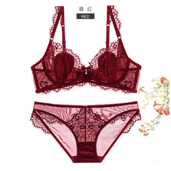 ENSEMBLE LINGERIE Femme Dentelle Sexy Transparente Ultra Fine Couleur