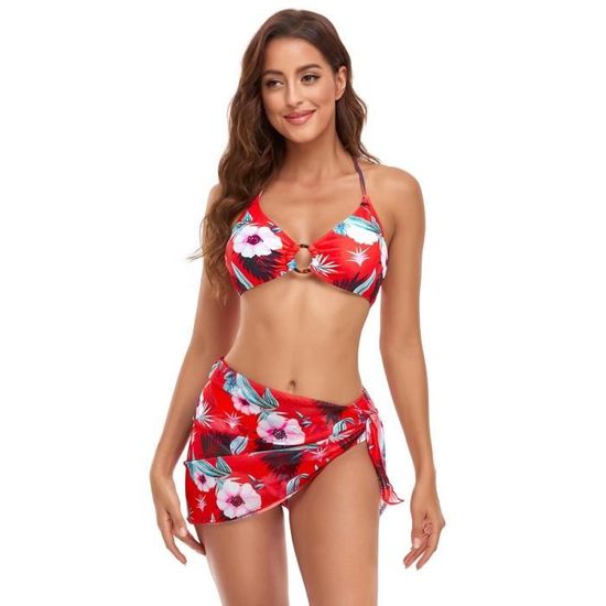 Femme Bikini Froncé et Torsadé Ensemble Bikini à laçage Imprimé Floral