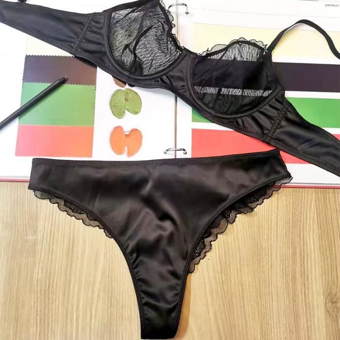 Ensemble Lingerie Femme Dentelle Sexy A Mode Polyvalente Froncee Dans