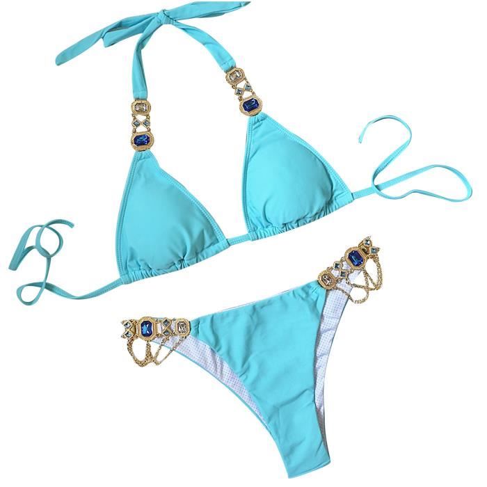 Maillot De Bain Femmes Sexy Bikini Solid Push Up Pad Maillots Cristal