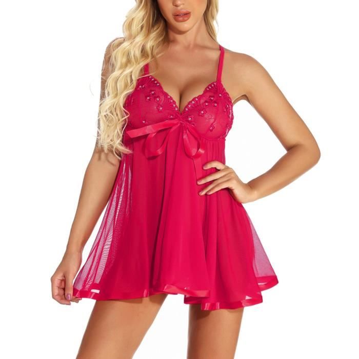 Sexy Plus Size Lingerie Lace Bow Nightwear Sleepwear Pyjamas Nightwear S 6Xl N51283 Corail