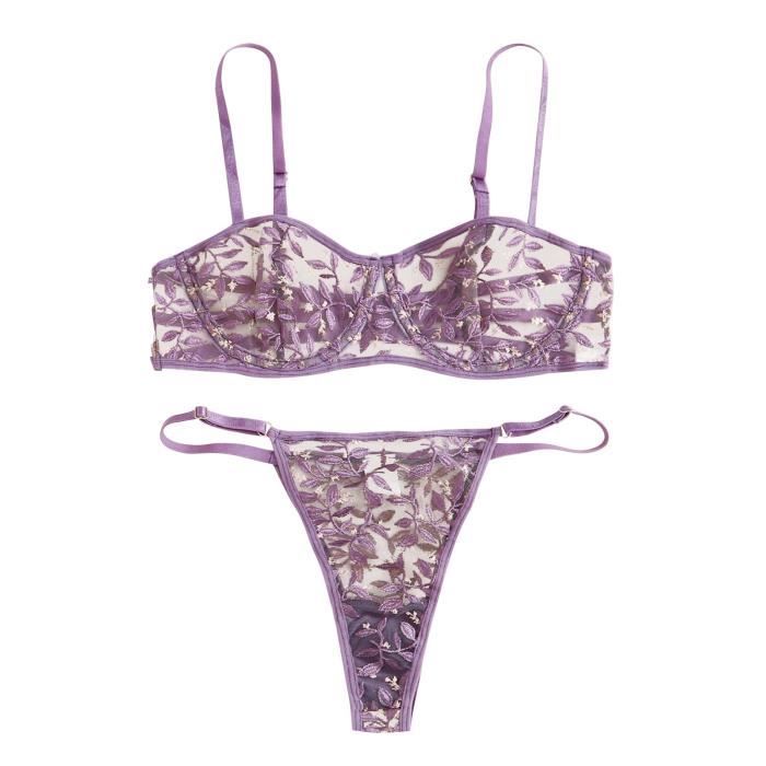 Sexy G String Fleurs Broderie Bralette Dentelle Soutien Gorge Bustier Lingerie String N