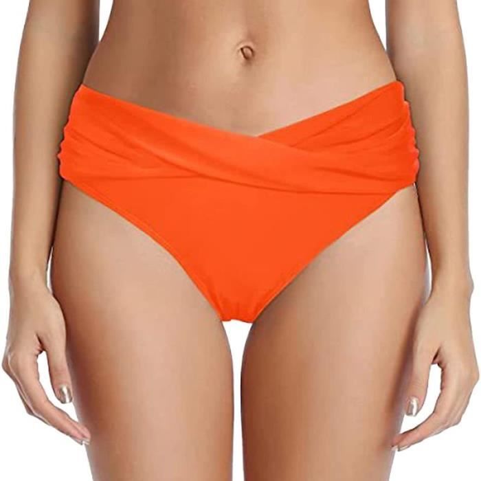 Bas De Maillot De Bain Menstruel Femme Bikini Mid Waisted Triangle Classique Bas De Maillot De