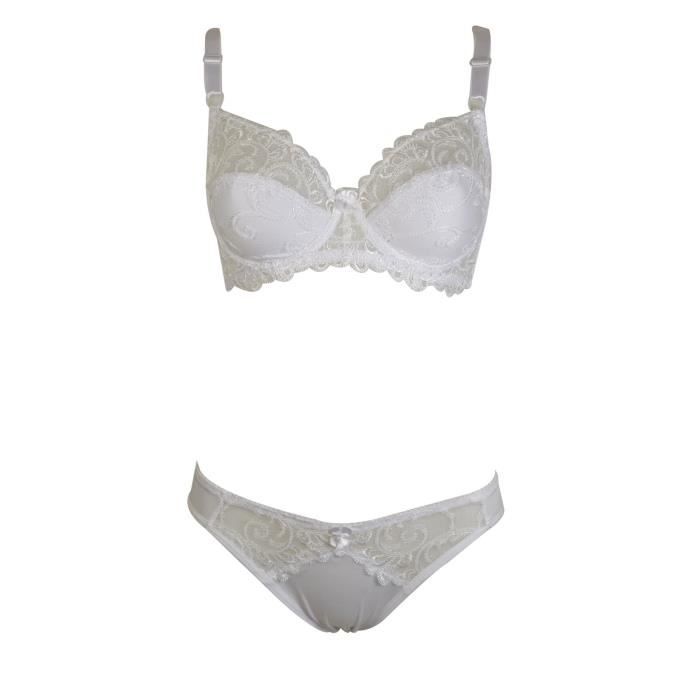 Ensemble Soutien Gorge C Et Culotte En Dentelle Blanche Lingerie Femme Blanc Cdiscount Pr T
