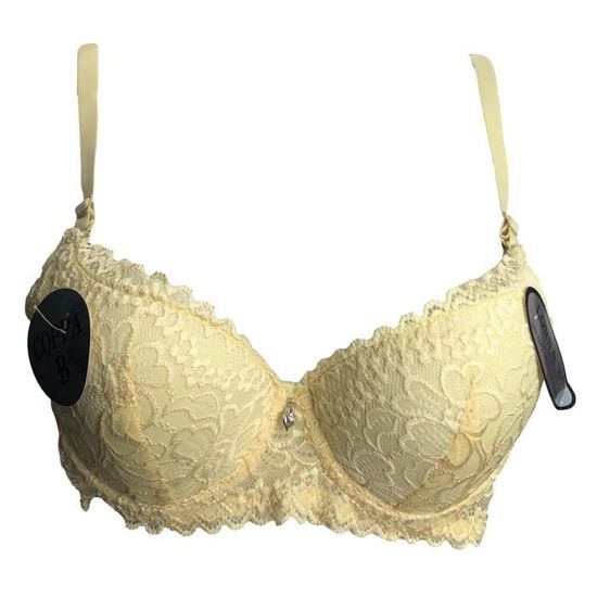 Soutien Gorge B Coqu Push Up En Dentelle Fleurie Jaune Lingerie