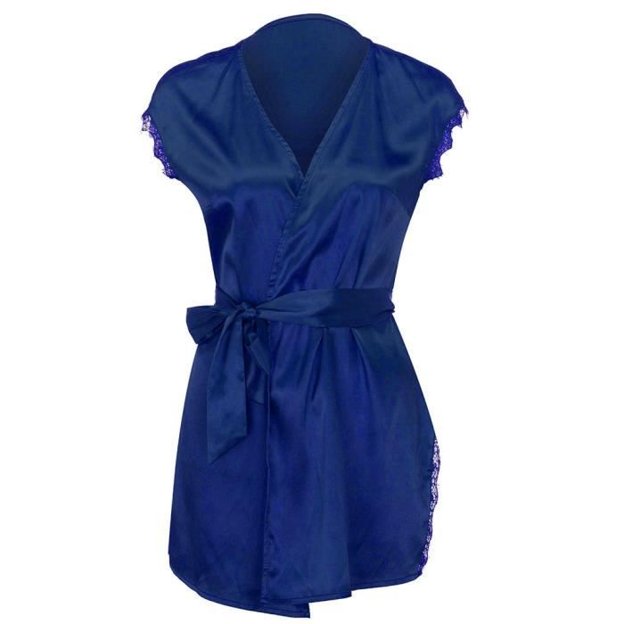 Femmes Satin Chemise De Nuit Soie Dentelle Lingerie Chemise De Nuit