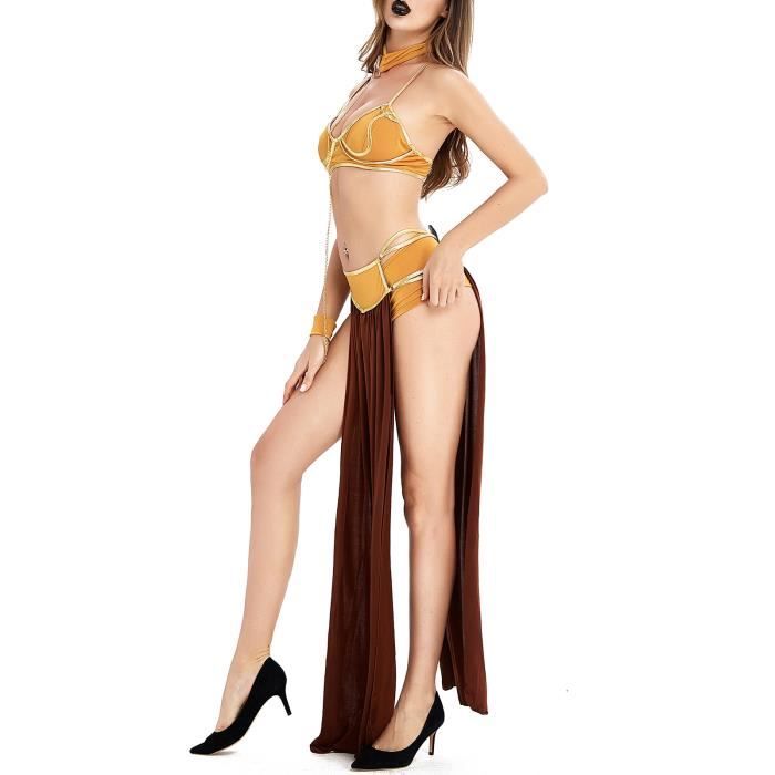 Brassiere de Mesdames Prom Halloween Sexy Sling Robe Longue Lingerie Érotique Dames Pyjamas brun