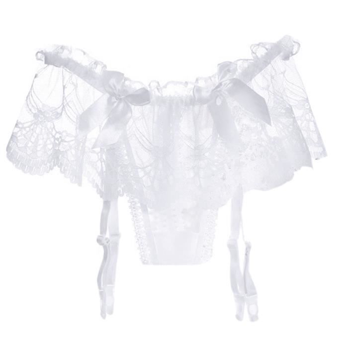 Ensemble Ensemble De Bas En Dentelle Sexy Pour Femmes Jarretelles String Ceinture Lingerie N Ud