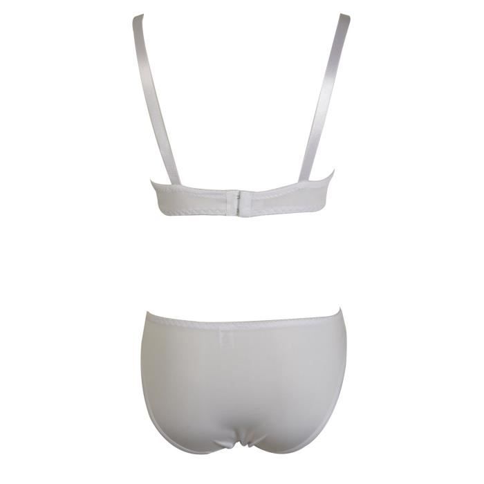 Ensemble Soutien Gorge C Et Culotte En Dentelle Blanche Lingerie Femme Blanc Cdiscount Pr T