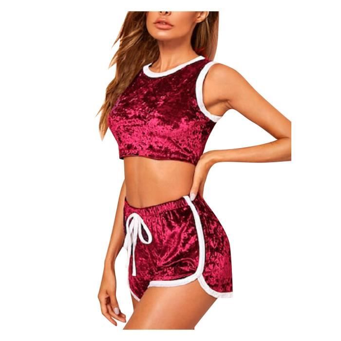 Ensemble Caraco Et Shorty Pour Femme Sexy Lingerie De Nuit Satin Silk