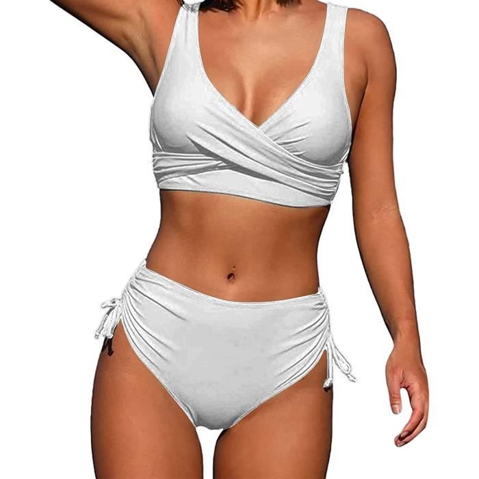 Femme Bikini Torsad Taille Haute Ensemble Bikini Col V L Gant