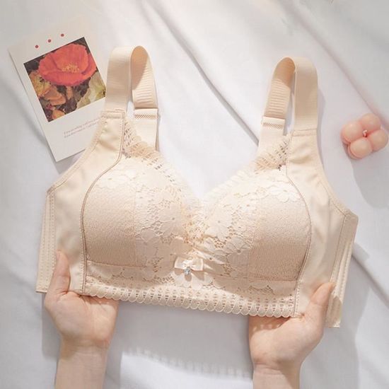 Soutien Gorge De Lingerie En Dentelle De Couleur Unie Pour Femmes Beige
