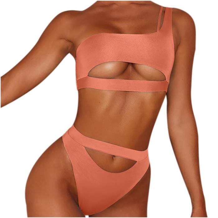 Maillot De Bain Femme Bikini Solid Set Deux Pi Ces Rempli Soild