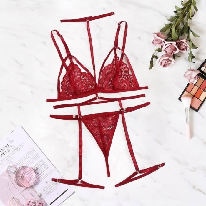 Mode Femmes Plus La Taille Soutien Gorge Col En V String Jarreti Re Lingerie Ensemble Sous