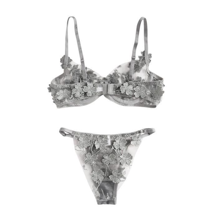 Sexy G String Fleurs Broderie Bralette Dentelle Soutien Gorge Bustier Lingerie String N