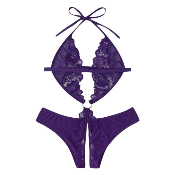 Femmes dentelle col en V profond Sexy Lingerie Body une pièce vêtement