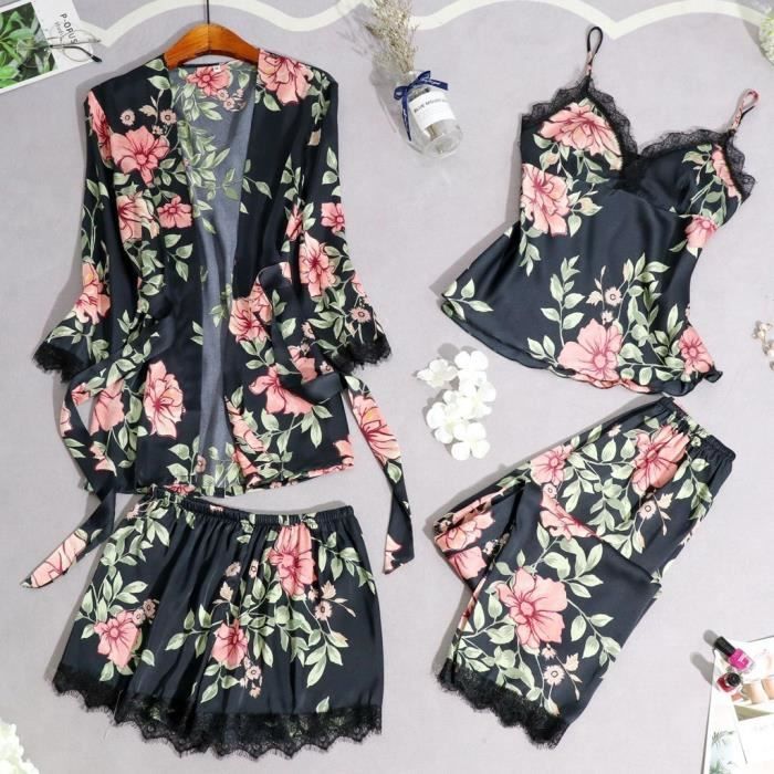 Lingerie Sexy Pyjama En Satin Chemise De Nuit En Dentelle Sous V Tements En Soie V Tements De