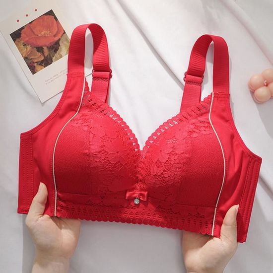 Soutien Gorge De Lingerie En Dentelle De Couleur Unie Pour Femmes Rouge
