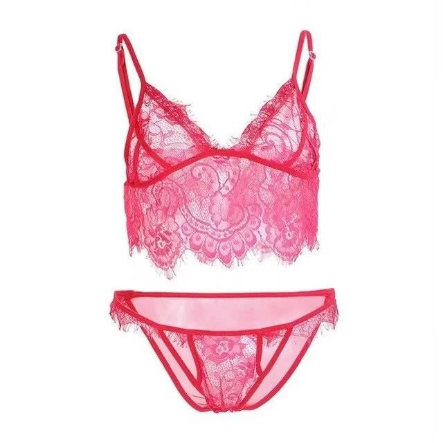Ensemble de lingerie sexy avec nœud en dentelle pour femmes soutien