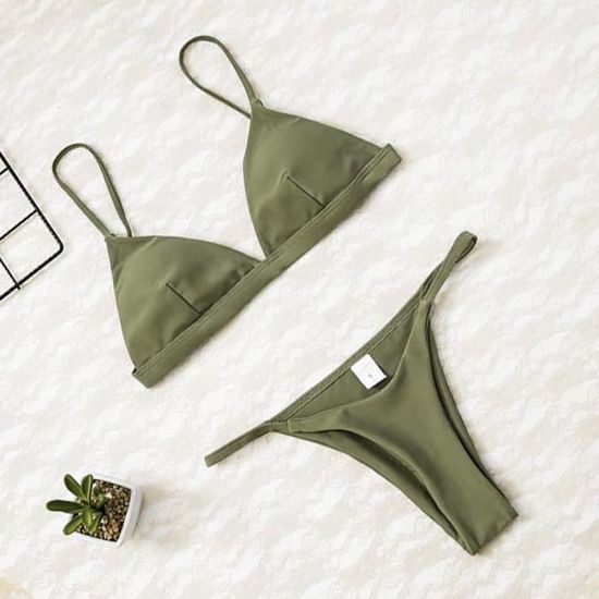 Bikini Soutien Gorge Push Up Et Culotte Tanga Pour Femme Type Green Blanc Cdiscount Pr T